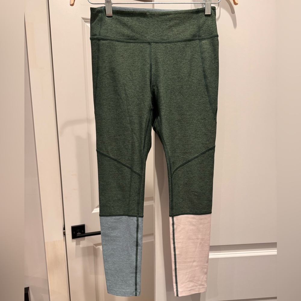 Outdoor Voices The Dipped Warmup Leggings Colorblock Hunter Green Blue Pink